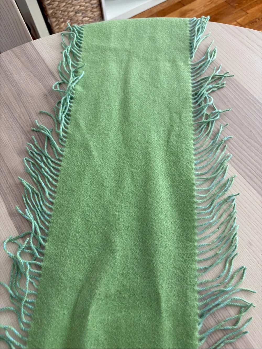 Castlerig 100% cashmere artsy scarf aqua green blue *flaws